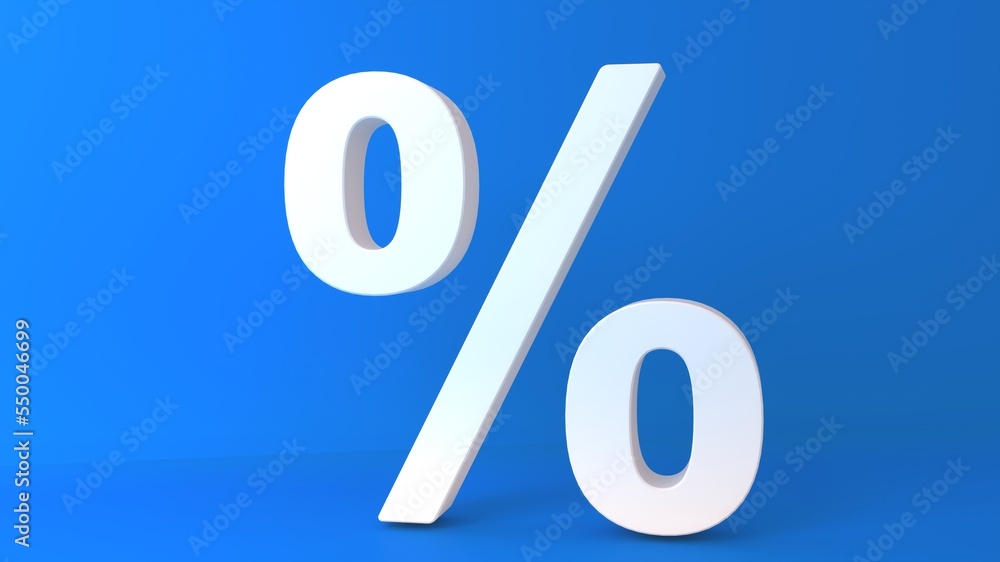 Poster percent sign isolated from background with copy space. 3d rendering