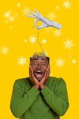Creative poster collage of funny funky man feel crazy about traditional christmas discount insert...