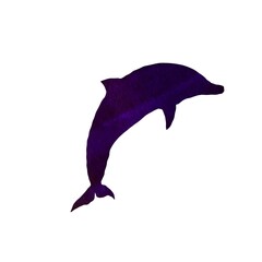 Symbol dolphin sea sign silhouette a watercolor 