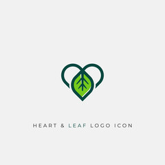 Heart shape with leaf logo icon