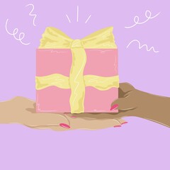 Hands holding up gift