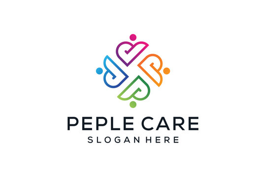 letter p people care logo design template