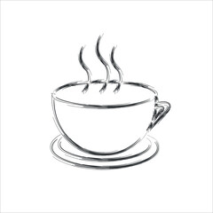 Coffee cup with smoke Sketch