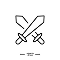 swords icon symbol logo illustration,editable stroke, flat design style isolated on white