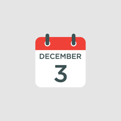 calendar - December 3 icon illustration isolated vector sign symbol