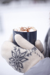 cup of coffee with snow