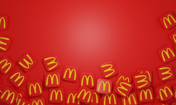 Melitopol, Ukraine - November 21, 2022: McDonald's logo icon isolated on color background. The McDonald's Corporation is the world's largest chain of hamburger fast food restaurants