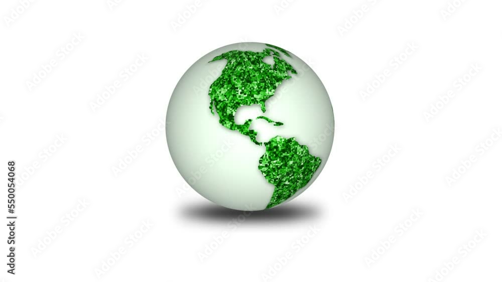 Canvas Prints 3d rotated green planet earth white background