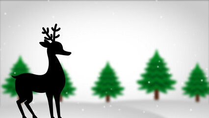 deer standing on blur christmas background