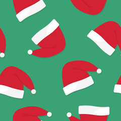 seamless christmas pattern with santa hat- vector illustration