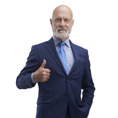 PNG file no background Successful businessman giving a thumbs up