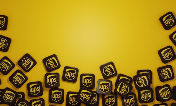 Melitopol, Ukraine - November 21, 2022: UPS logo icon isolated on color background. United Parcel Service is the world's largest package delivery company