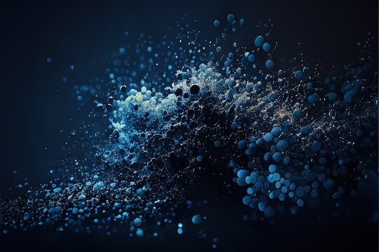 Background of abstract glitter lights. blue, gold and black abstract background wallpaper with glowing circles