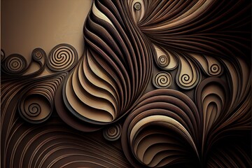 Abstract brown background design. Abstract wavy lines wallpaper