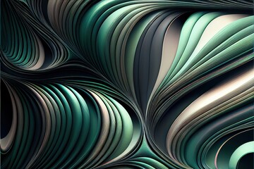 Abstract green and black background design. Abstract wavy lines wallpaper