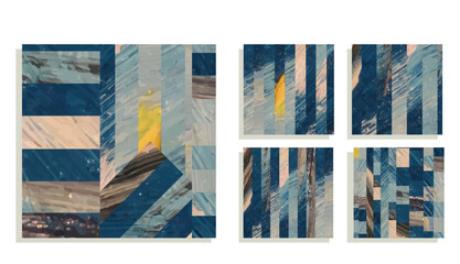 square set of oil paint collage textures