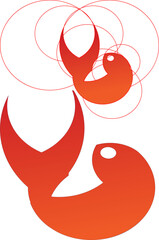 
A lot of beautiful fish that are made with golden ratio. Its color is orange red.