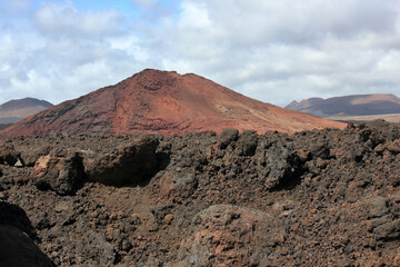 Landscape over volcano in Lanzarote, Canary Islands