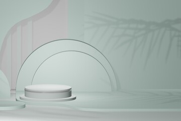 Circular base 3D realistic empty display podium for product placement scene presentation background