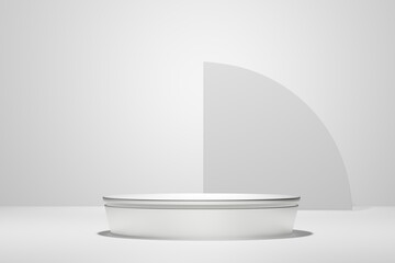 Circular base 3D round realistic empty display podium for product placement scene presentation background