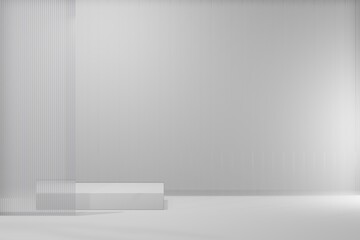 Cube base 3D glass  realistic empty display podium for product placement scene presentation background