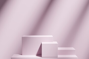 Cube base 3D realistic illuminated shadow empty display podium for product placement scene presentation background