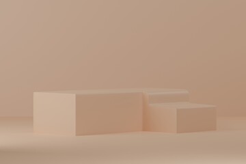 Realistic 3D podium Cream background minimalist empty product placement for display scene presentation