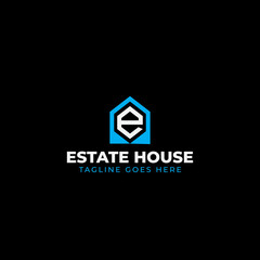 E letter with home icon real estate logo