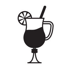 Mulled wine black and white flat style icon. Vector illustration on white background