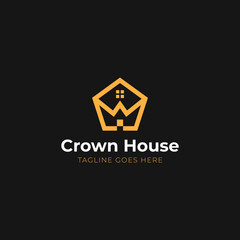 Crown with home real estate luxury logo icon