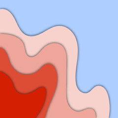 Color background wave paper art design. Paper cut vector illustration.