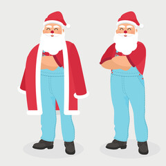 Santa Claus in denim overalls