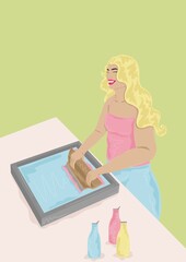 Girl screen printing