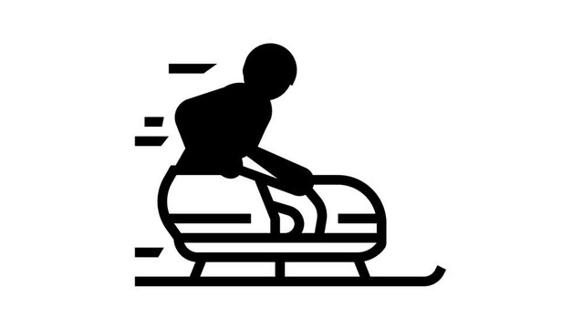 bobsled handicapped athlete line icon animation