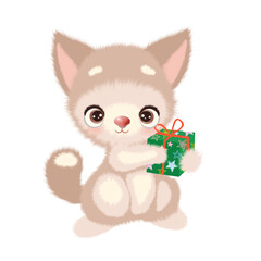 kitten with a gift