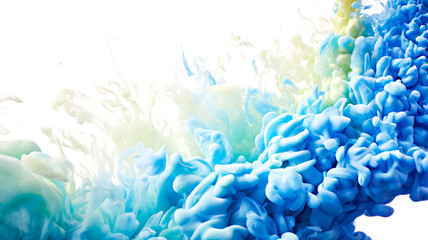 Mixed color paint drop abstract background over white
