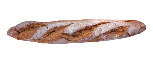 fresh bread isolated on transparent background, top view