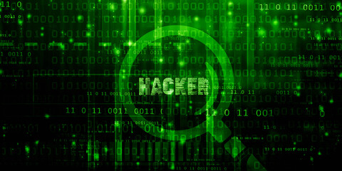2d illustration cyber crime and internet privacy hacking.Network security,cyber attack,computer virus,ransomware and malware concept