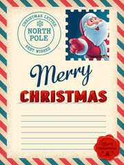 christmas card with santa claus vintage postage stamp - 550068602