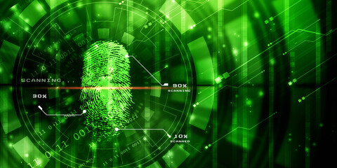 Fingerprint Scanning Technology Concept 2d Illustration