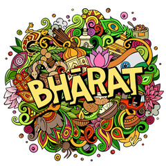 Bharat India hand drawn cartoon doodles illustration