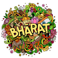 Bharat India hand drawn cartoon doodles illustration