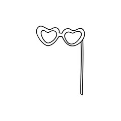 Party mask eyeglasses style doodle illustration in vector. Party mask eyeglasses hand drawn icon. Party eyeglasses doodle icon.