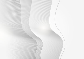 Abstract wave curve vector line in white gray background. Modern wavy line pattern (wave curves). Premium stripe texture for banner, business background. Shiny luxury vector template