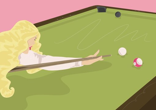 Girl playing snooker