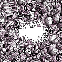 Cartoon hand-drawn doodles holidays illustration