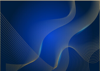Abstract blue and gold wave curve line background