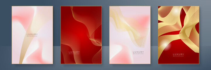 Abstract red gold wave line metallic direction luxury overlap design modern futuristic background vector illustration. Designed for cover, brochure, flyer, booklet, banner, poster, card, invitation