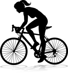 Fototapeta na wymiar Woman Bike Cyclist Riding Bicycle Silhouette