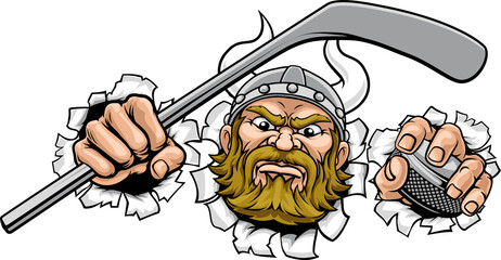 Viking Ice Hockey Sports Mascot Cartoon